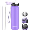 GOPPUS 1L/32oz Stainless Water Bottle with Straw Double Wall Insulated