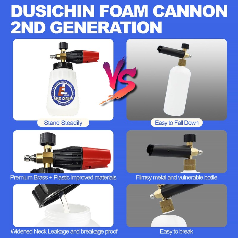 Foam Cannon for Pressure Washer, 1 Liter Bottle, 1/4 Inch