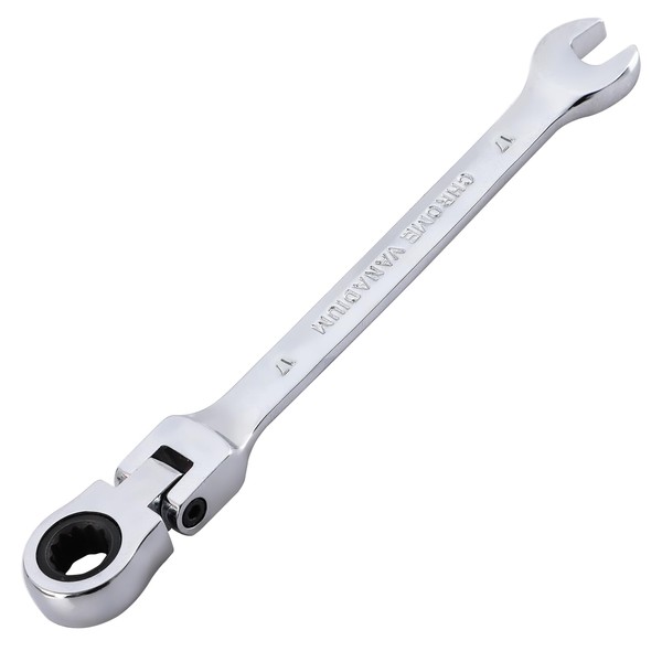 Gedlex Ratchet Wrench 17 mm Metric Wrench, Flexible Ring Spanner
