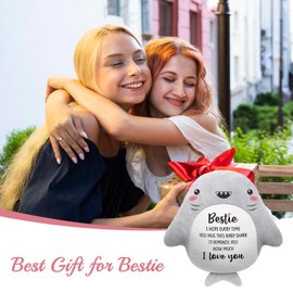 IDELTIME Best Friend Birthday Gifts for Women, I Love You Shark Pillow, Bestie Gifts for Women, Long Distance Friendship Gift for Besties BFF Friends on Christmas, Cute Decorative Throw Pillow