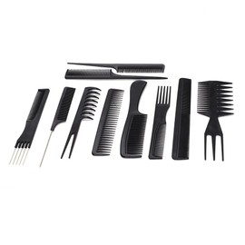 10pcs Professional Hair Comb Set Salon Hair Styling Hairdressing Barbers Combs Kit Black Plastic Comb for Hair Cutting Trimming, Hair Detangling, Hairdresser, Barber, Fine and Wide Tooth Hair Comb