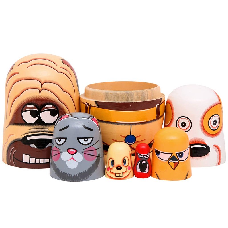 Moonmo 6pcs Handmade Wooden Russian Nesting Dolls Russian Nesting Dolls
