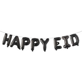 Islamic Muslim Party Decorations Ramadan Banner Happy Eid Mubarak Balloons Children and Families Party Supplies (Happy EID Black)