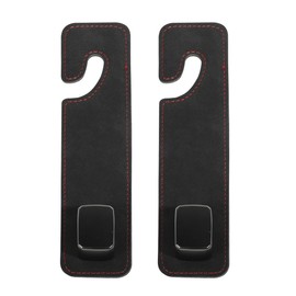 Flaconi 2PCS Aufbewahrungshaken Auto,Leder Aufbewahrungshaken,Auto Lagerung Haken,Haken für die Kopfstütze im Auto,Haken für die Kopfstütze des Rücksitzes (2 Stücke,Schwarz)
