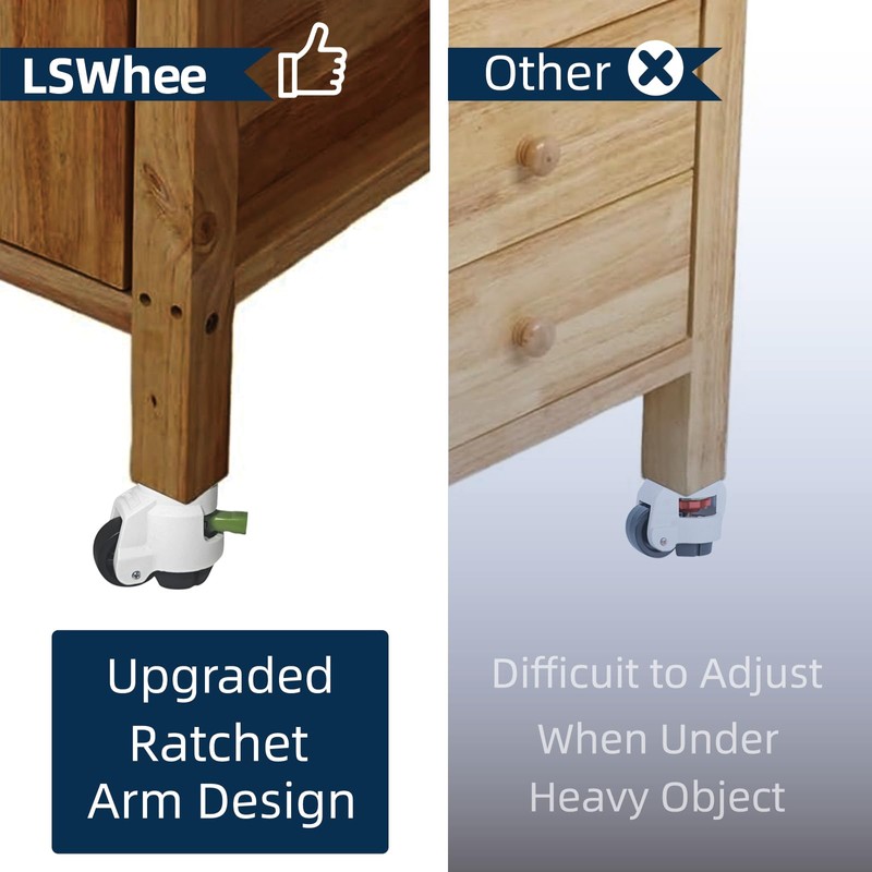 Heavy Duty Caster Wheels Set of 4, Leveling Stem Casters
