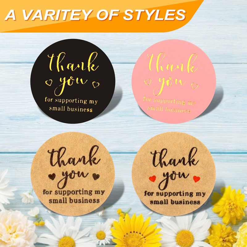 Thank You Round Stickers for Supporting My Small Business Adhesive