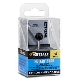 Kutzall Extreme Sphere Rotary Burr, 1⁄8" Shaft, Very Coarse - Wood Carving Bit for Dremel, Foredom, DeWalt, Milwaukee Tools. Abrasive Tungsten Carbide, 3⁄8" (9.5mm) Head Diameter, SX-38-EC