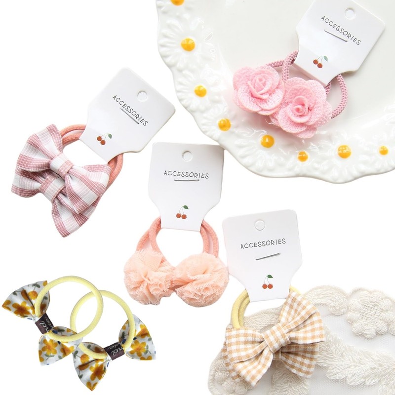 KAQILE Pack of 20 Children's Hair Bobbles with Bow, Colourful