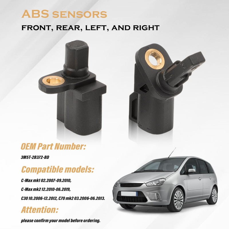 Effitnee Front Rear Left Right ABS Sensor for Focus Mk2