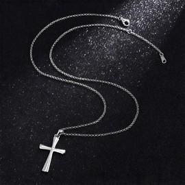 liameya Men's Cross Necklace, Iced Out Cross Necklace, Silver, Men's Silver Chain with Cross Pendant, Easter Cross Necklace, Hip Hop Jewellery, Confirmation Girls Gifts, Cubic Zirconia, Do not have