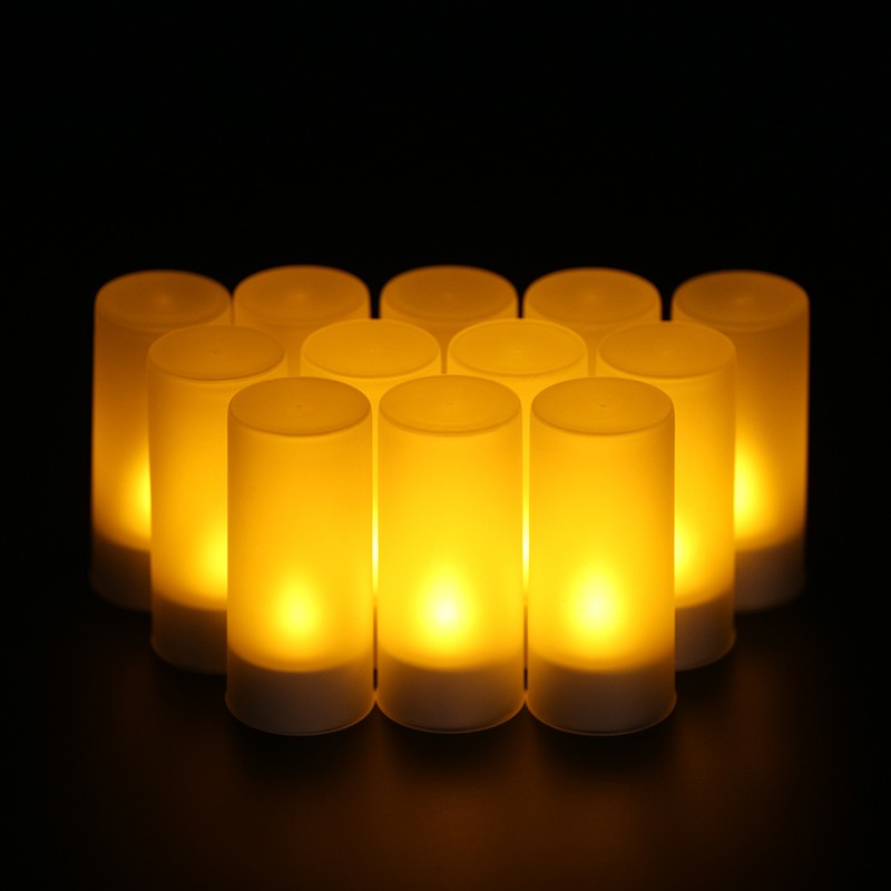 12pcs/set Rechargeable LED Flickering Flameless Candles Tealight Candles Lights with