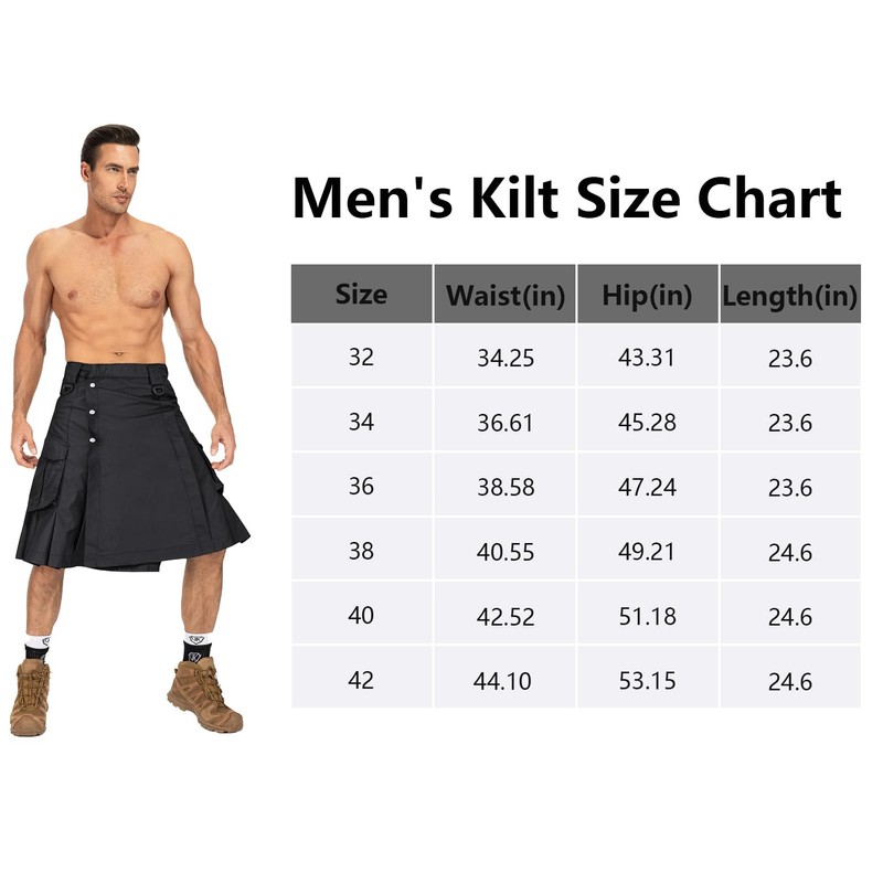 OCANXUE Kilt for Men Camo Utility Kilt Waterproof Tactical Kilt