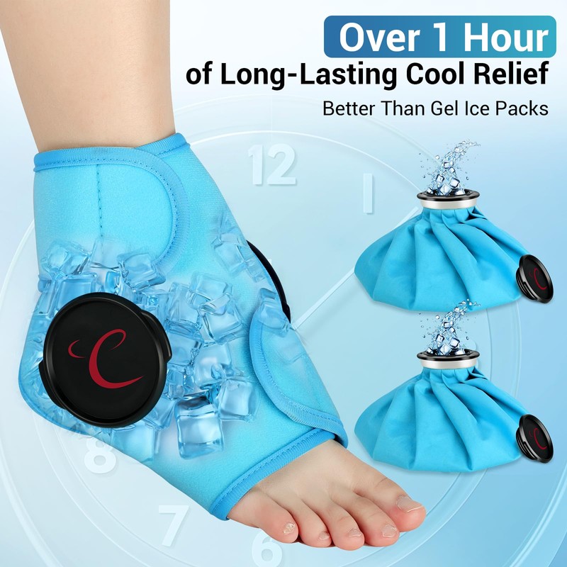 Comfytemp Ankle Ice Pack Wrap, Refillable Wearable Ice Bags for