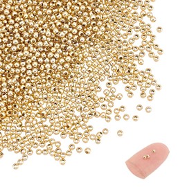 UNICRAFTALE Pack of 1000 2 mm Tiny Loose Beads Round Beads 304 Stainless Steel Spacer Beads Golden Metal Bead Tiny Smooth Hollow Rondelle Beads for DIY Bracelets Jewellery Making Crafts