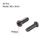 uxcell M2x8mm Phillips Screw Fastener Black 2.8mm Dia Screw Head