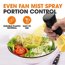 Cheer Collection Plastic Oil Sprayer Set of 3 – 200ml, 300ml & 500ml Plastic Olive Oil Spray Bottles for Cooking, Food Prep, Salad, BBQ & Air Fryer Use, Easy Press Nozzle, White & Black