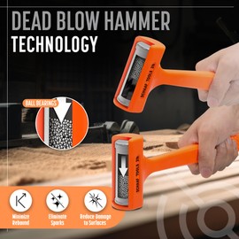 Precision Dead Blow Hammer, Small 2lb Durable Unicast Deadblow Mallet, Plastic Mallet with Comfortable Textured Grip, Non-Rebounding, Non-Marring Plastic Hammer for Automotive Work from Schaaf Tools