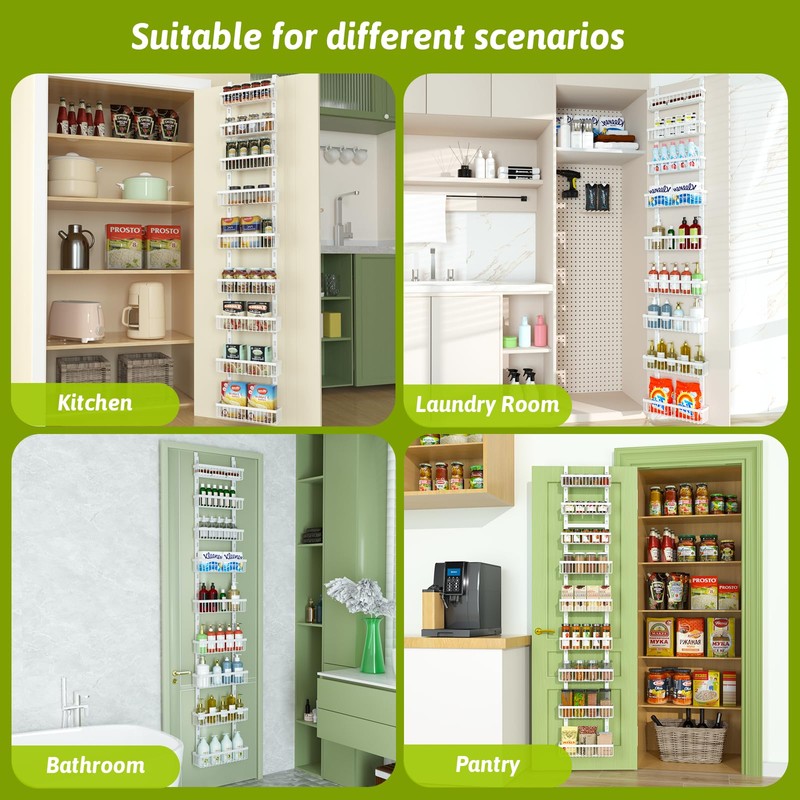 cutefafa Over the Door Pantry Organizer 9 Tier Metal Narrow