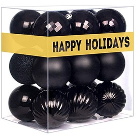 GameXcel 36Pcs Christmas Balls Ornaments for Xmas Tree - Shatterproof Christmas Tree Decorations Large Hanging Ball Black 2.5" x 36 Pack