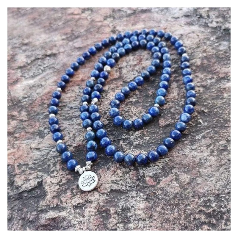 Unbranded 108 Mala Beads Lapis Lazuli Prayer Bracelet 8mm Gemstone