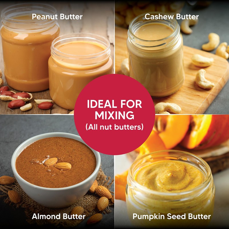 HIC Kitchen No-Mess Natural Nut Butter Mixer, BPA Free, For