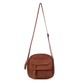 Prizmxed Small Shoulder Bag Women's Corduroy Adjustable Shoulder Strap Crossbody Bag Women's Small Fashionable and Portable Shoulder Bag Women's Suitable for Daily Travel and Appointments, brown