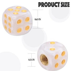 MEAJOO 4PCS Pearl Pattern Dice Tire Valve Stem Caps, Leak-Proof Air Protection | Light-Weight Universal Tire Valve Stem Covers for Cars, SUV, Trucks, Bikes, Motorcycles, Bicycles(White)