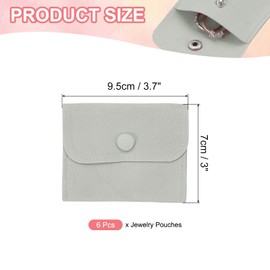 PATIKIL 4x3 Inch Jewelry Pouch, 6 Pcs Soft Velvet Pouches with Snap Button Portable Storage for Rings Necklace Bracelet Earring Watch, Grey