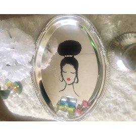 NEW Silver Makeup Jewelry Perfume Vanity Table Tray Graduation Gift Sale