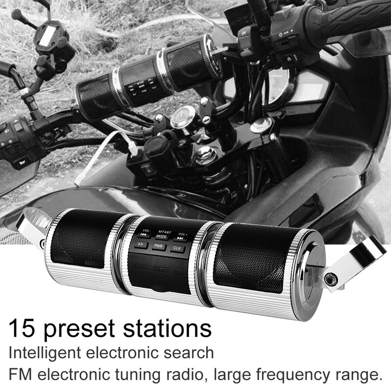 Motorcycle MP3 Music Player BT Audio Stereo Speaker FM Transmitter