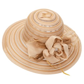 Eohak Women's Organza Church Hat - Derby Fascinator Hat, Tea Party, Wedding, Formal Occasion, Black, One Size, Khaki, M