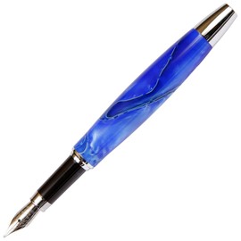 Tuscany Blue & Pearl Fountain Pen - Marbleized Gloss Body