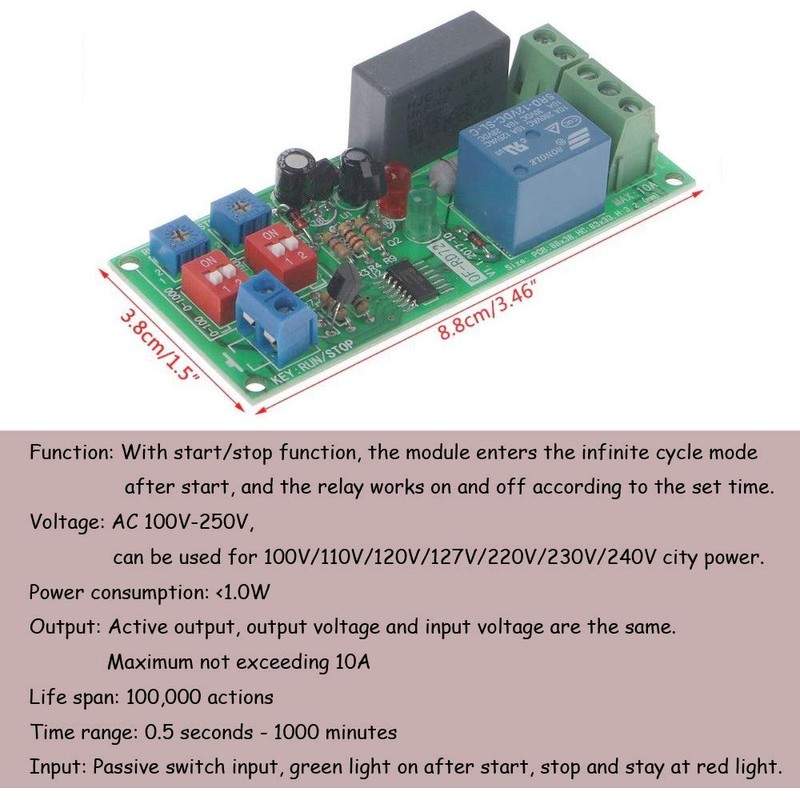 Comidox 1PCS Infinite Cycle Delay Timing Timer Relay Switch Turn