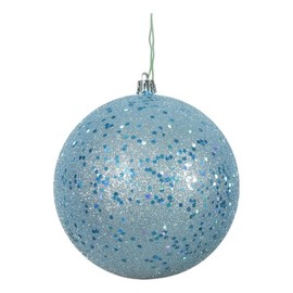 Vickerman 4.75" Plastic Ball Ornaments in Sequin Baby Blue (Set of 4)