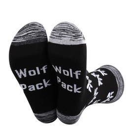 JXGZSO Wolf Lover Gift Cute Wolf Pack Wolf Paw Print Socks Wolves Gifts Animal Themed Socks Wolf Inspirational Gift, Black-wolf Pack, Large