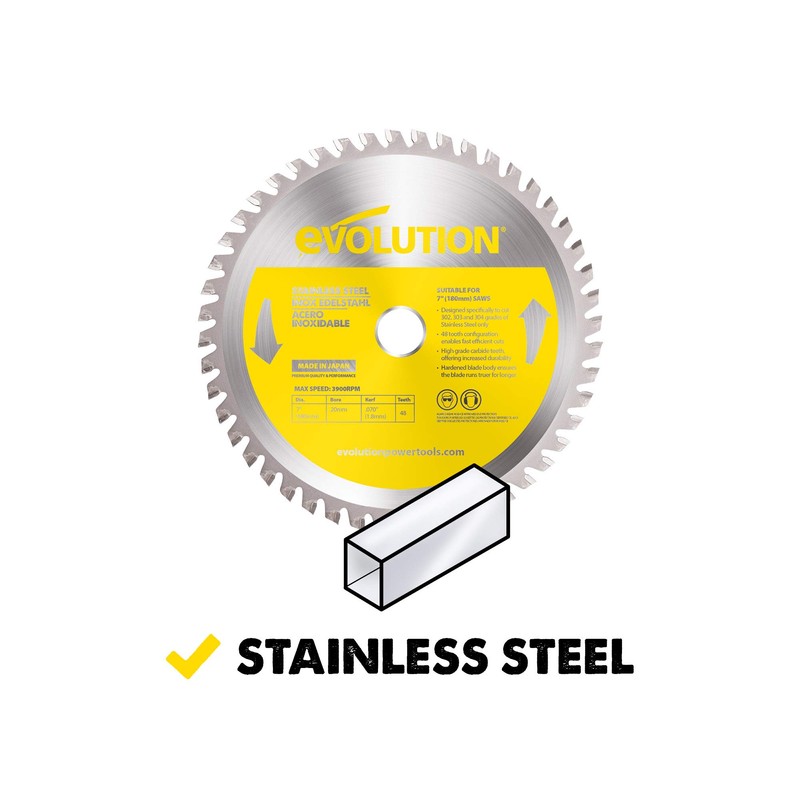 Evolution Power Tools 180BLADESS Stainless Steel Cutting Saw Blade, 7-Inch