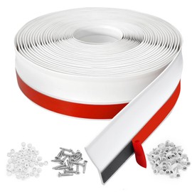 Garage Door Seal Top and Sides Seal Strip, Universal Rubber Weather Stripping Replacement, Weatherproofing Garage Door Seals with Adhesive Backed,Nails and Lids (White, 27FT)
