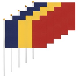 ASUNO 20 Pack Romania Flags HandHeld Small Banners 14 × 21 cm Mini Romanian Stick Flag Polyester for Party Decorations World Cup International Festival Events Indoor and Outdoor