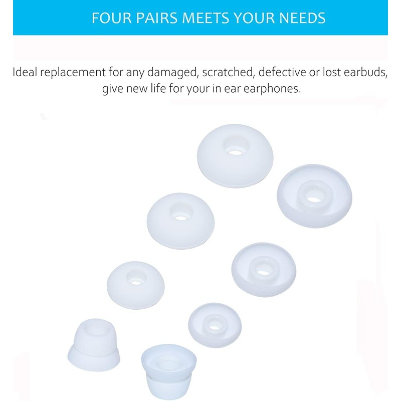 8pcs Replacement Silicone Eartips Earbuds Eargels Compatible with Beats by