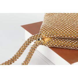 Vgift Glitter Sparkly Rhinestone Clutch Purse Shimmer Diamond Evening Bag for Women, Gold