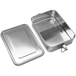 Rosenstein & Söhne Lunch Boxes with Compartments: Stainless Steel Lunch Box with Sealing Ring, Dishwasher Safe, 1400 ml (Breakfast Box, Children's Breakfast Boxes, Waterproof Bags)