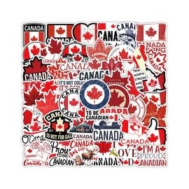 Canada Stickers 50 Pcs Waterproof Funny Aesthetic Canadian Travel Sticker for Laptop Water Bottle Skateboard Luggage Bumper Scrapbook Motorcycle Car,Vinyl Trendy Decal for Teens Girls