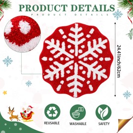 Tinideya Red Christmas Snowflake Bathroom Rugs 24.41 inch Round Snowflake Bath Rug Non Slip Winter Snowflake Doormat Welcome Mat for Xmas Bathroom Carpet Decoration(Trendy Snowflake)