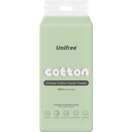 Unifree Facial Tissues I Dry Wipes I Makeup Remover, 8-pack Value Pack, 800 Count