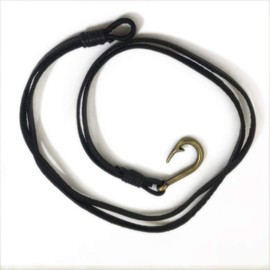 Caiyao Fish Hook Leather Wrap Braided Bracelet Multi-layer Handwork Punk style Fish Clasp Bracelet for Men- Black 2