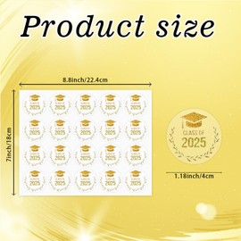 Starboling Transparent Graduation Cap Sticker, 300 Pcs Thank You Stickers, Class of 2025 for Envelope Seal, Self-Adhesive Label for Party Favors