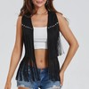 Women Tassel Vest 70s Hippie Faux Suede Rivets Sleeveless Fringe