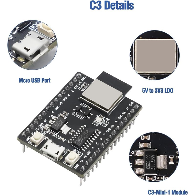 Binghe ESP-C3 ESP-32-C3-DevKitm-1 Development Board, ESP-32-C3 Core Board, for ESP