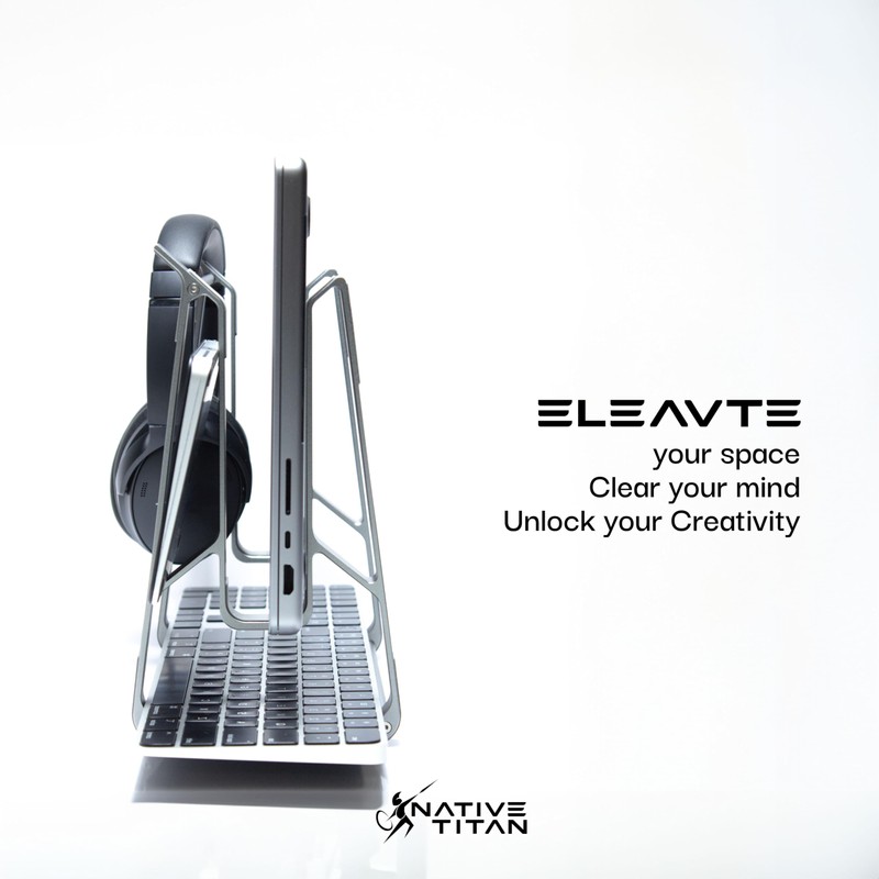 Native Titan Ergonomic Aluminum Laptop/Notebook Riser Stand & Organizer