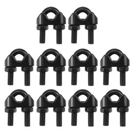 Antrader M5 Stainless Steel Wire Rope Cable Clip Clamp,10Pcs Wire Rope Clamp Cable Clamps 304 Stainless Steel M5 3/16" Wire Cable Clamps,Black